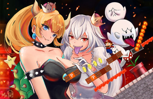 Finished this piece a few days ago :o Had to ride the Bowsette/Boosette meme train (tho I know I’m s