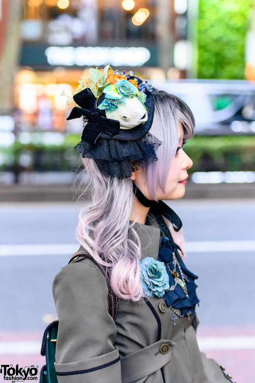 English-speaking Japanese gothic and lolita street style personality Sana Seine in Harajuku wearing 