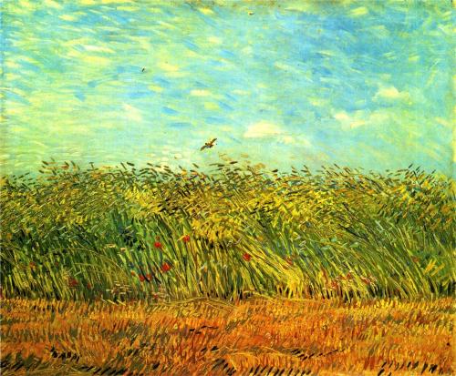 vincentvangogh-art:  Wheat Field with a Lark, 1887 Vincent van Gogh 