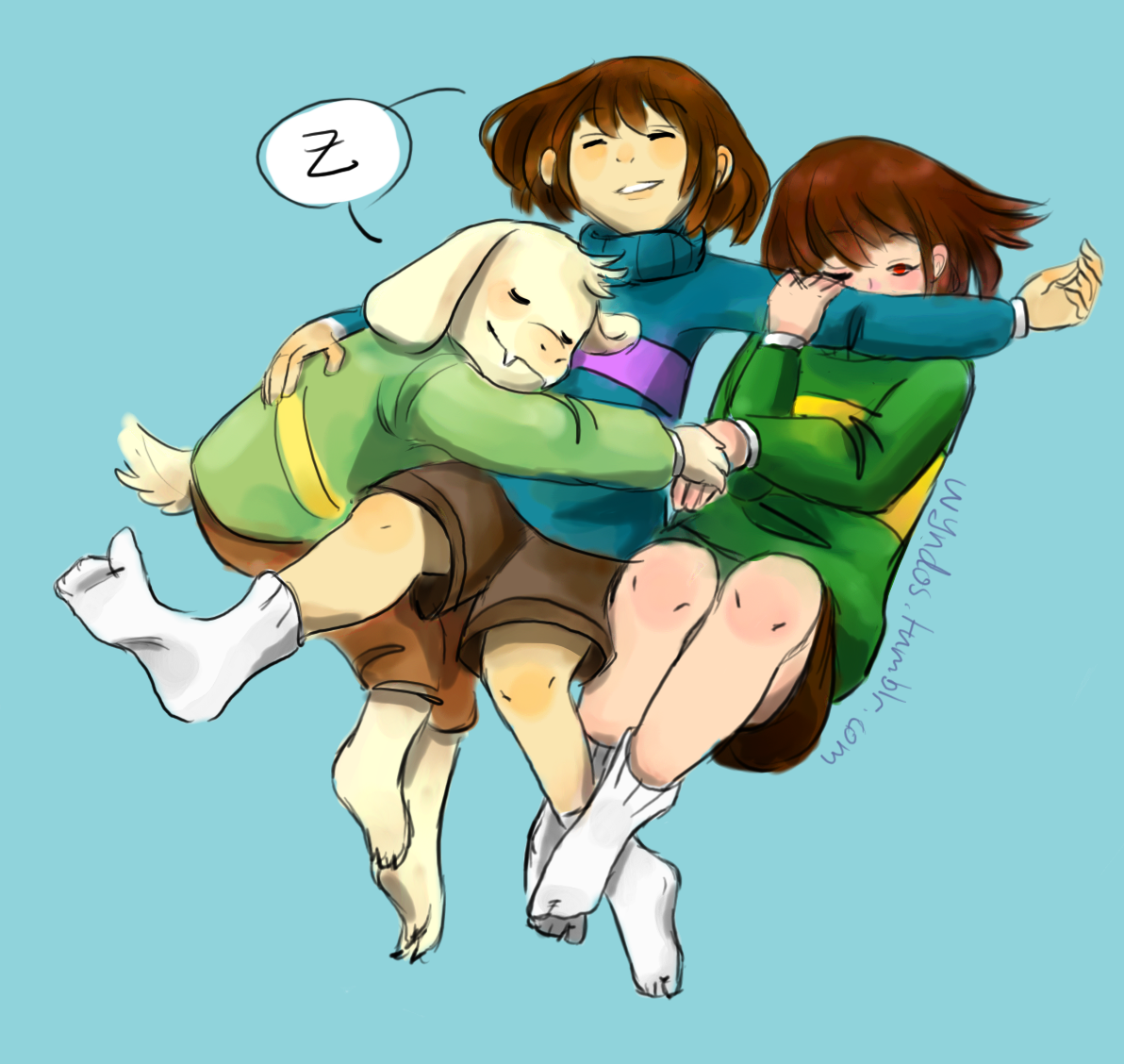 Sleeping trio
Look at them snoring away. Chara’s keeping a sleepy eye open though just in case