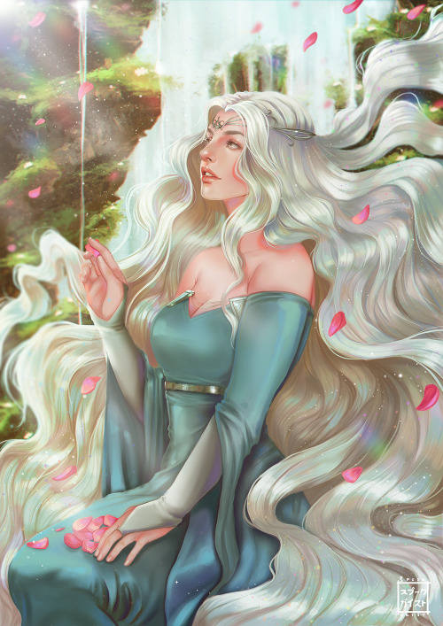 I was super lucky to get to draw Miraliel, a Tolkien elf OC for @lisaflowers ! This was so soothing 