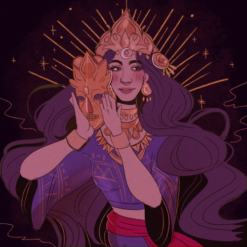 littlestpersimmon:Haliya was a warrior goddess who would wear a mask of gold to hide her beauty.  In