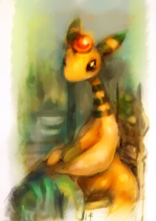 by ouroporos Ampharos knows the proper way to have your picture taken is to sit very still and not s