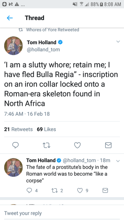 batmanisagatewaydrug: there’s a Tom Holland tweeting about ancient Roman prostitutes right now