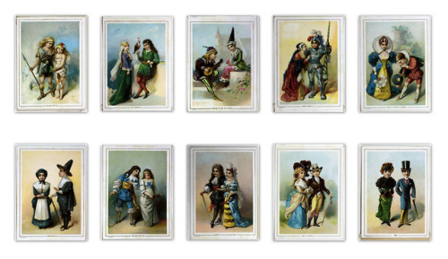 A laperello [concertina type folded paper] of chromolithograph colour printed period costumes from t