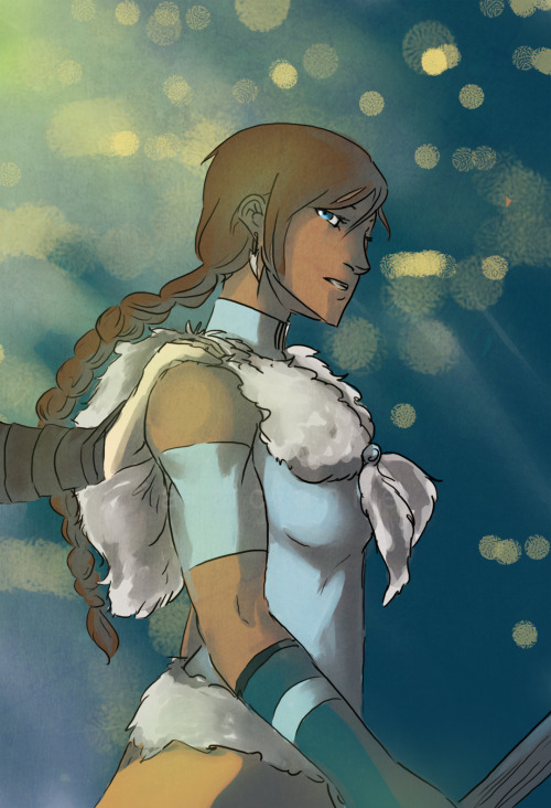 articianne:i got your back, and i always willmy gift for eviechan68 for the makorra gift exchange! i always like future headcanons so i did a thing of older korra looking over the spirit portal in republic city, because she’s the avatar and she’s