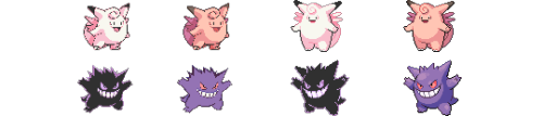 pokemon-personalities: i was bored so i made this weird colorswap of old sprites/new sprites…