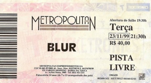 damonalbarn:Various Blur tickets through the years [x]