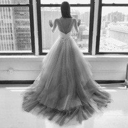 csiriano:  Check out this beautiful shot of my friend and bride-to-be Lydia Hearst in her custom Siriano crystal and tulle wedding gown. She is giving a sneak peek into her wedding on Martha Stewart Wedding’s Instagram (Instagram.com/martha_weddings)