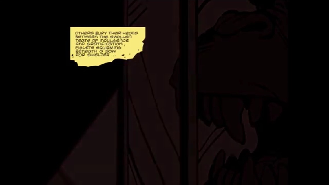 Stills from the Watchmen moving comic, issue 2. Absent friends