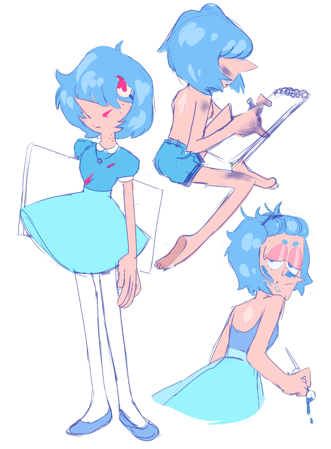 cute-machine:  some human artist blue pearl sketches! she was so cute in this last