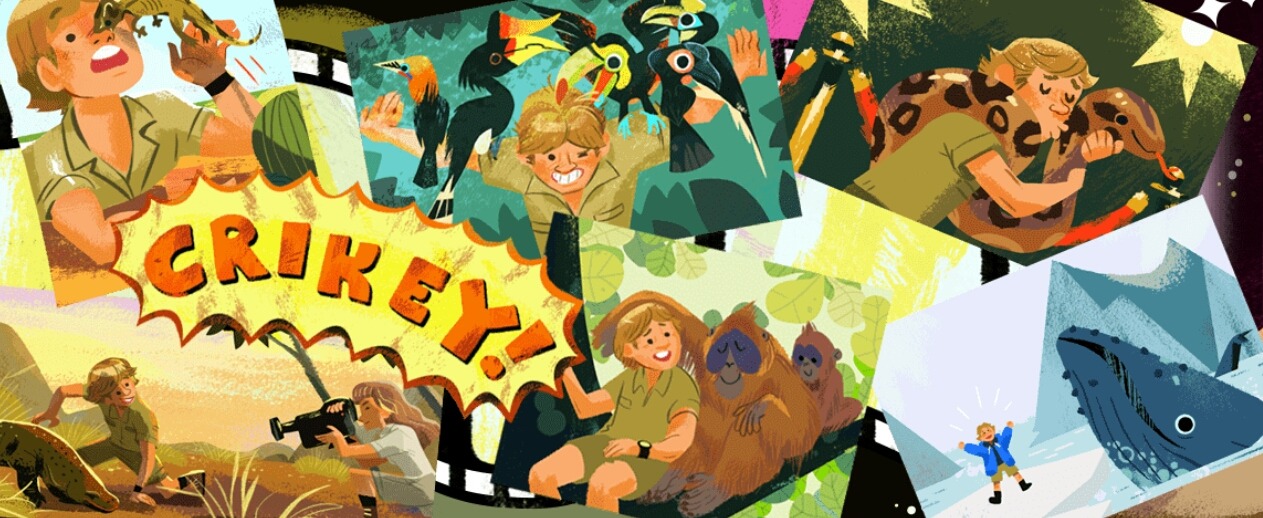 dingonato: Google doodles to celebrate the birthday of Steve Irwin (22 February 1962 – 4 September 2006) 