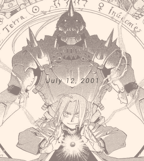 maggins: July 12, 2001 · the first chapter of Fullmetal Alchemist is released in JapanHAPPY 20TH ANN