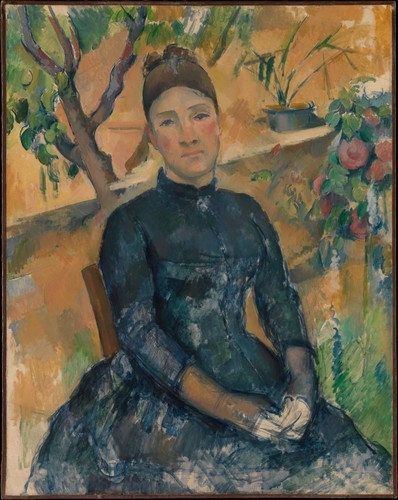 met-european-paintings: Madame Cézanne (Hortense Fiquet, 1850–1922) in the Conservatory, Paul Cézann