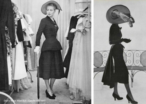 Widowmaker wearing Dior’s Black Wool Suit from 1947.Inspired by the two photos at the bottom.