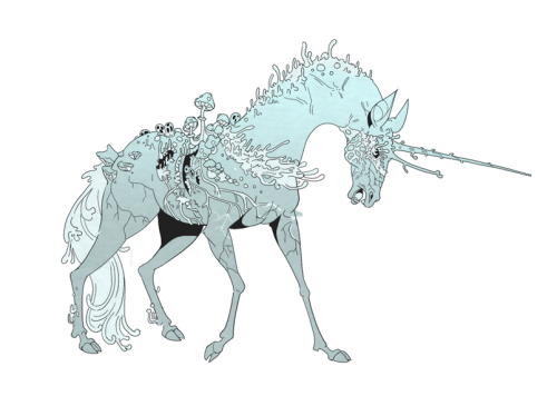 c3rmen: Concepts for some undying unicorns. I was thinking that if unicorns are immortal but don&rsq