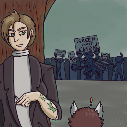 Art of Gert and Kenamon for Digimon City’s first event. They attend a protest and explore the sewers