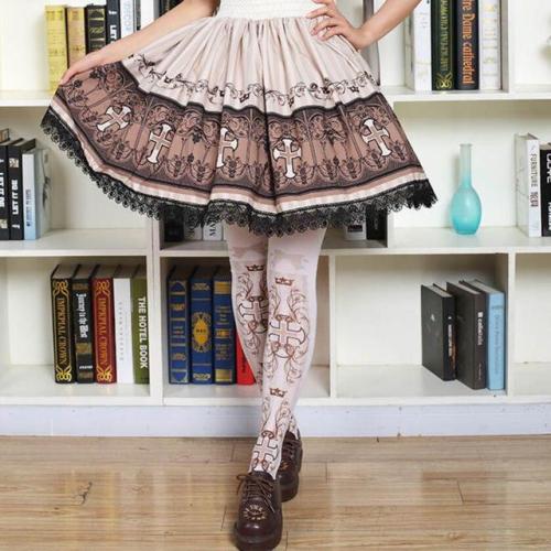  Solid Color Crown Cross Printing Stockings 