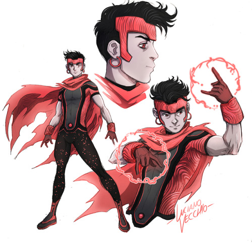 lucianovecchio:Scarlet WICCAN Redesign. One of the very few male legacy heroes based on a female fig