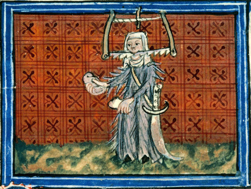 sawtoothed(allegory of wrath)Guillaume de Digulleville, Pèlerinage de vie humaine, France 14t