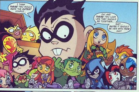 teentitanslove:  issue 39 Larry is shipping AND HE HAS BEAST BOY AND RAVEN NEXT TO