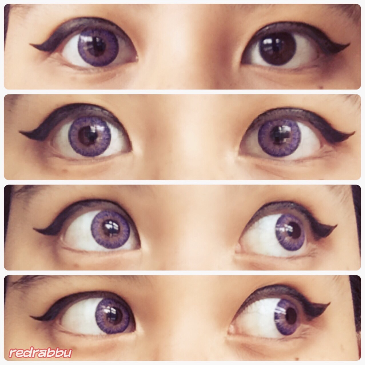 rabbureblogs:  My purple contacts came in so I can finally show my face while in