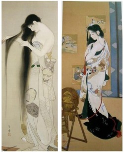 fujiwara57: Shima Seien 島成園 (1892 – 1970).   Elle fit surtout des peintures dans le style “bijin-ga 美人画” (belles femmes) dans un style mélangeant la peinture traditionnelle japonaise et un style plus moderne, proche du Shin-hanga. 