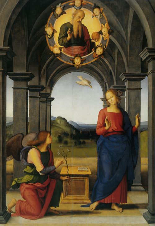 Annunciation of Fano, Pietro Perugino, c. 1488-90. Church of Santa Maria Nuova, Fano, Italy.