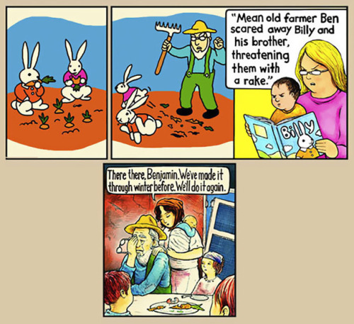 sixpenceee:The Perry Bible Fellowship is the perfect middle between the whimsy and the morbid. And it has been since 2001 when its creator Nicholas Gurewitch drew the first strip. Nicholas describes his style as “the clarity of obscurity”, and his