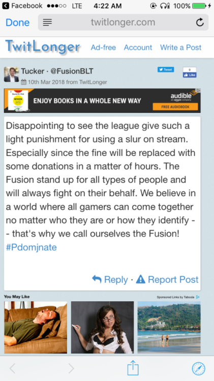 shadowbvrn:Philadelphia Fusion put out a statement speaking out against Taimou’s lenient smack on th