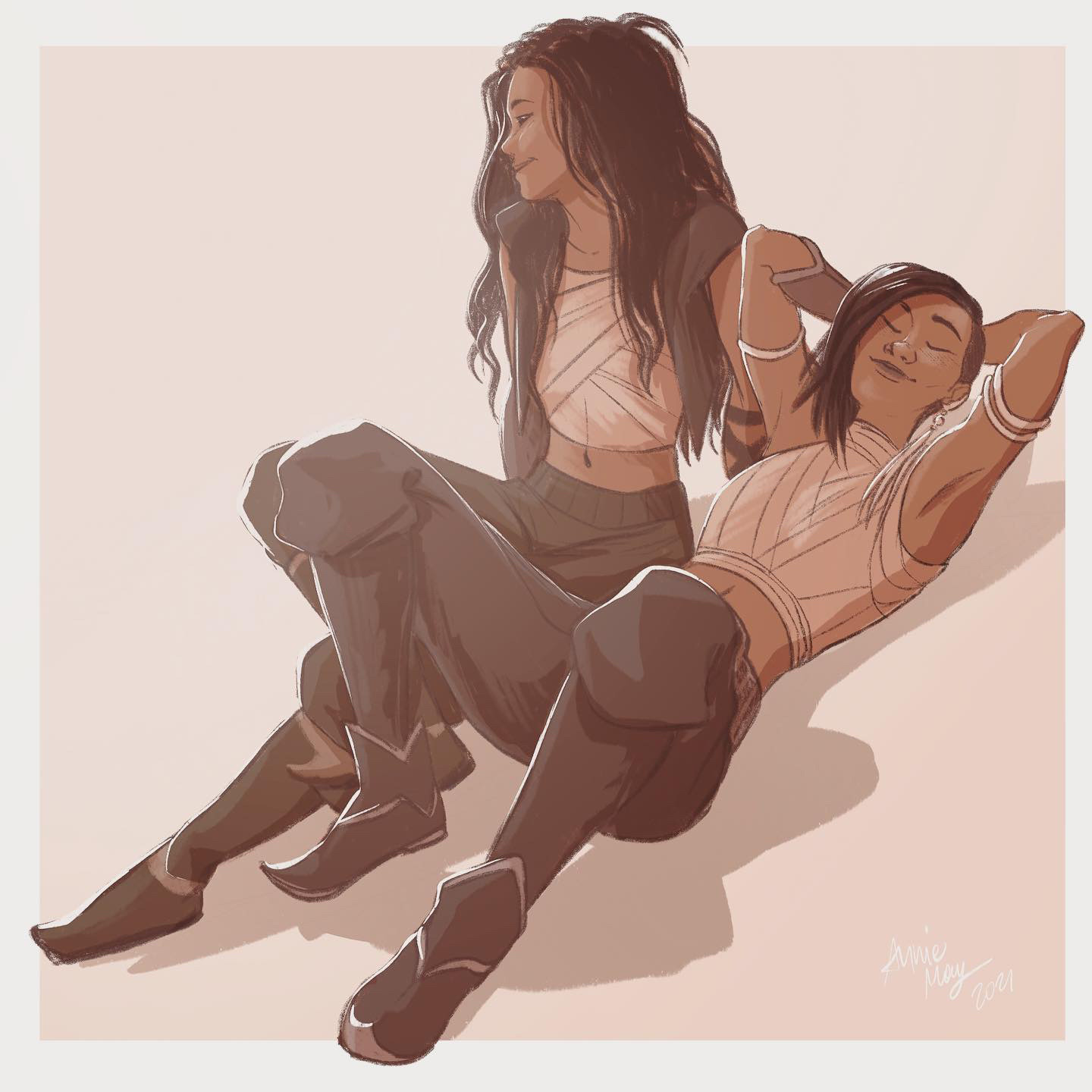 anniemay-af:A sketch of Raya and Namaari chilling together 💕✨