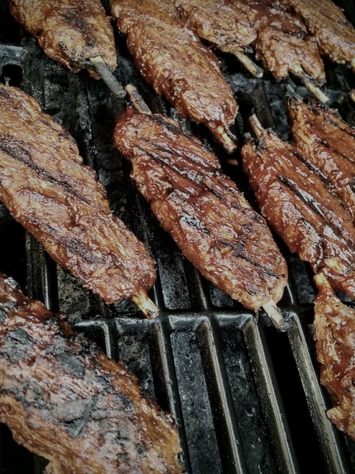 Hickory Smoked BBQ vegan ‘riblets’.  