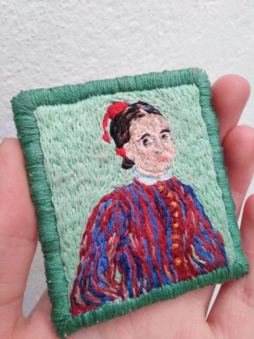 Hand-embroidered Oil Painting. Vincent van Gogh - La Mousmé (1888)Etsy: @beebordando / Instagram: @b