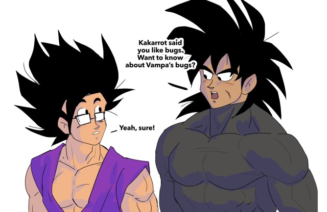 galacticvroom:I don’t make comics often, but I really want to see Gohan and Broly (DBS) interact so I made this to scratch that itch.  I think they’d be friend Gohan’s base form hair is inspired by DBS: Super Hero btw! 