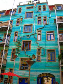 designed-for-life:  A Wall That Plays Music When It Rains According to Atlas Obscura, “when the rain starts to fall, this colorful drain and gutter system attached to the outside of a building in the Neustadt Kunsthofpassage turn into charming musical