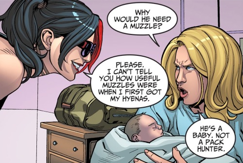 capricious-muse:  Okay but Harley is so fucking considerate, tho? She knows Canary and Arrow are having a baby and that the baby will either be an archer or a screamer and she presents gifts accordingly. Holy shit. xD