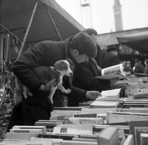 poboh: Fiera di Sinigaglia, Milano, Mercatino / Sinigaglia Fair, Milan, Market - (Used book stand, b