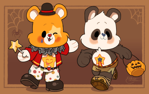 Laugh-a-Lot Bear and Perfect Panda are all ready to go trick-or-treating!