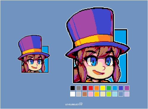 Pixel Dailies &ldquo;Hat&rdquo; theme using the current MS Paint palette. It&rsquo;s definitely a lo