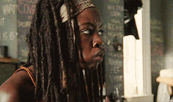 michonne:  Michonne eating chips. 