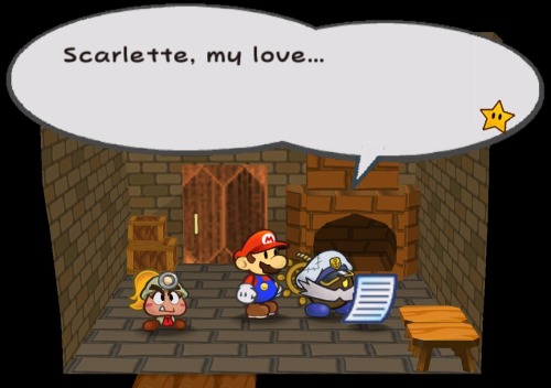 Top: in Paper Mario: The Thousand-Year Door, Bobbery’s deceased wife Scarlette is mentioned and a le