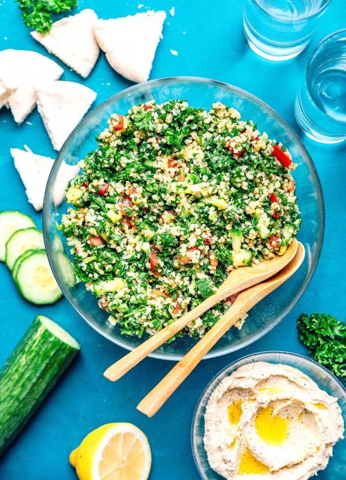 Easy Tabbouleh Salad Tabbouleh is a herby Mediterranean salad made with cucumber, tomato, parsley, a