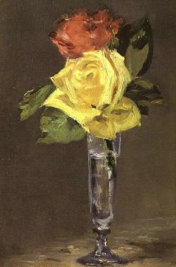 lonequixote:Roses in a Champagne Glass ~ Edouard Manet