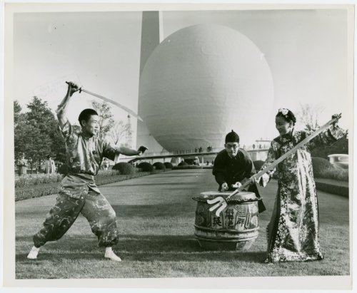 orientallyyours: A set of photos depicting Chinese entertainers with drum, spear, swords, fan, and u