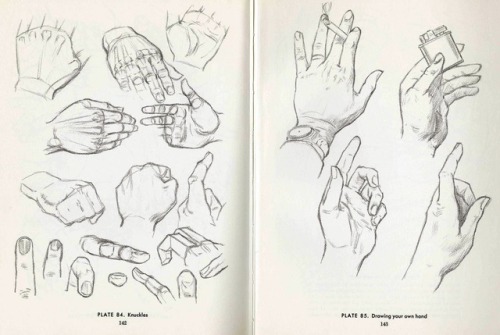 How to draw hands, part 2 (of 2). Pages from a handbook, plus several sheets of random examples.Part
