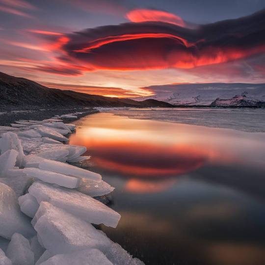 Orographic cloud over Iceland The melting glacial ice in the foreground provides a beautiful setting for this lovely cloud...