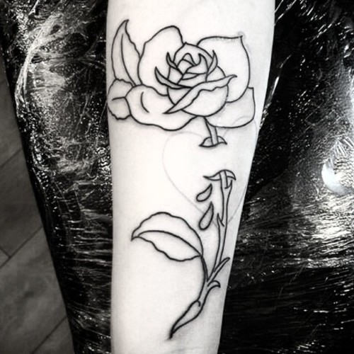 Cute rose outline tattoo done by @seanmalachy last week, picture taken before adding colour