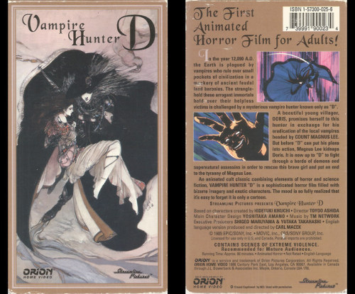 Vampire Hunter D (1985)Streamline Pictures/Orion Home Video VHS