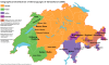 Geographical distribution of the languages of Switzerland.