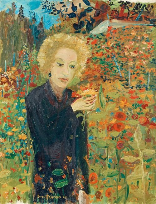 My wife among autumn flowers   -    Sven X-et Erixson , 1928Swedish, 1899-1970Oil on canvas, 70 x 55